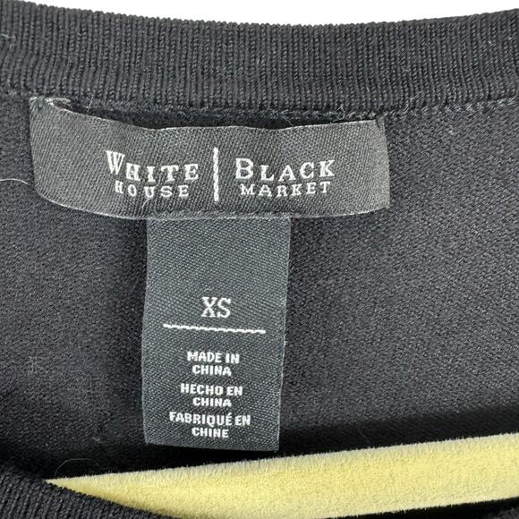 White House Black Market Black White Embroidered Sequin Cropped Cardigan Size XS - Picture 5 of 7